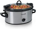 Oval Ceramic Crock-Pot Cook & Carry 6 Quart Portable Slow Cooker S07N - Large Capacity Electric Stew Pot & Slow Cooker - Stainless