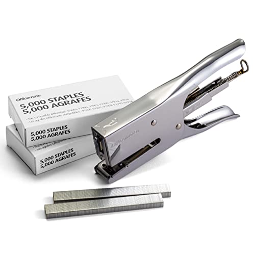 Smart Home Officemate Classic Plier Stapler Bundle with 10,000 Staples, Metal, Silver Set