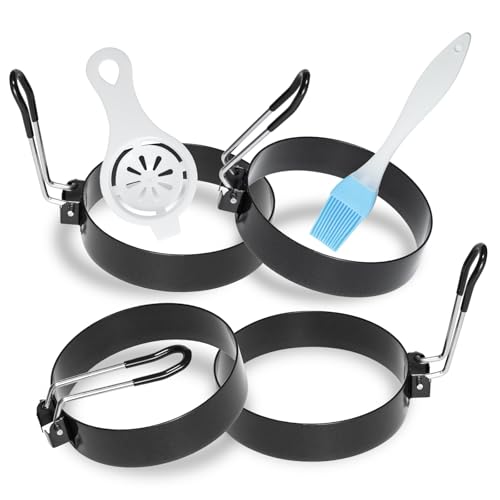 Classic Stainless Steel Egg Rings for Frying Eggs（4 Pack） - 3.5" Essentials