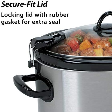 Oval Ceramic Crock-Pot Cook & Carry 6 Quart Portable Slow Cooker S07N - Large Capacity Electric Stew Pot & Slow Cooker Detail