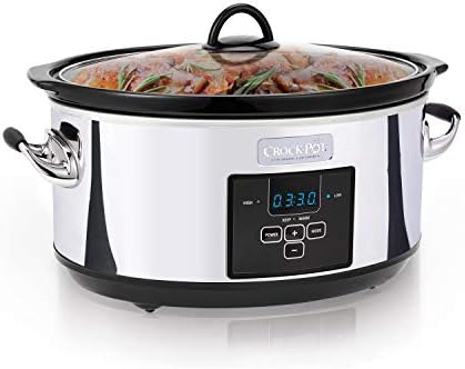 Triple-Insulated Crock-Pot 7 Quart Programmable Slow Cooker – Polished Platinum S23E - Programmable Slow Cooker with Oval Ceramic Pot Detail