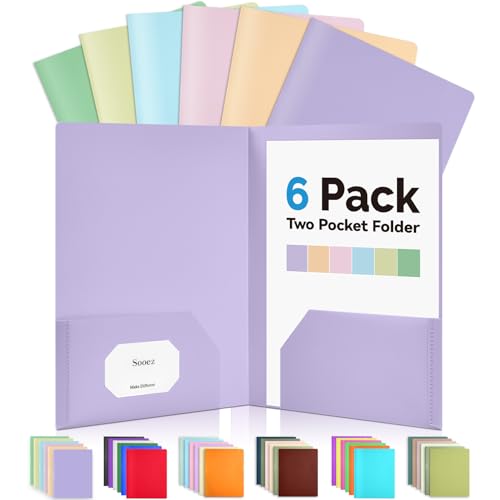 high-quality Sooez 6Pack Folders with Pockets, Pastels Colors, Heavy Duty Essentials