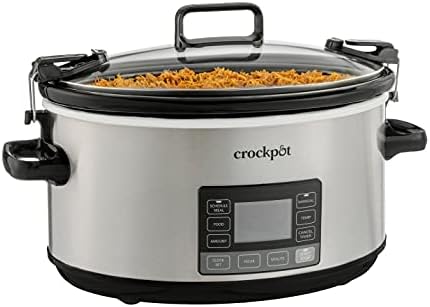 Oval Ceramic Crock-Pot 7 Quart Portable Programmable Slow Cooker with Timer S27U - Stainless Steel Slow Cooker with Locking Lid - Default Title