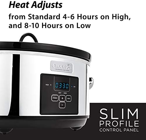 Triple-Insulated Crock-Pot 7 Quart Programmable Slow Cooker – Polished Platinum S23E - Programmable Slow Cooker with Oval Ceramic Pot Detail