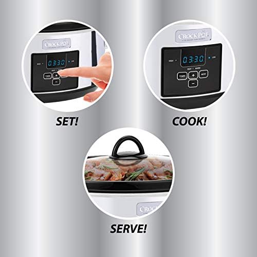 Triple-Insulated Crock-Pot 7 Quart Programmable Slow Cooker – Polished Platinum S23E - Programmable Slow Cooker with Oval Ceramic Pot Detail