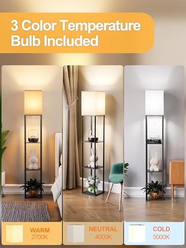 Smart Home Floor Lamp with Shelves for Living Room, Shelf Floor Lamp Kit