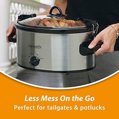 Oval Ceramic Crock-Pot Cook & Carry 6 Quart Portable Slow Cooker S07N - Large Capacity Electric Stew Pot & Slow Cooker Detail