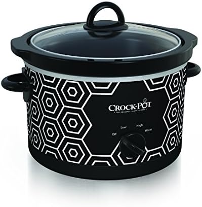 Large Capacity Crock-Pot 4.5 Quart Portable Slow Cooker – Black & White S11W - Programmable Slow Cooker with Oval Ceramic Pot - Default Title