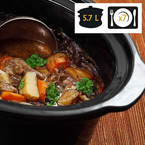 Oval Ceramic Crock-Pot Cook & Carry 6 Quart Portable Slow Cooker S07N - Large Capacity Electric Stew Pot & Slow Cooker Detail